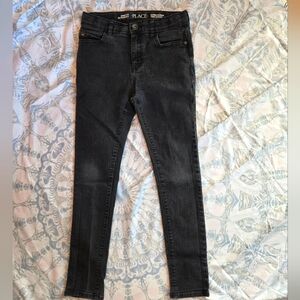 PLACE Super Skinny Stretch Black Denim Jeans Adjudtable Waistband Girls' 12